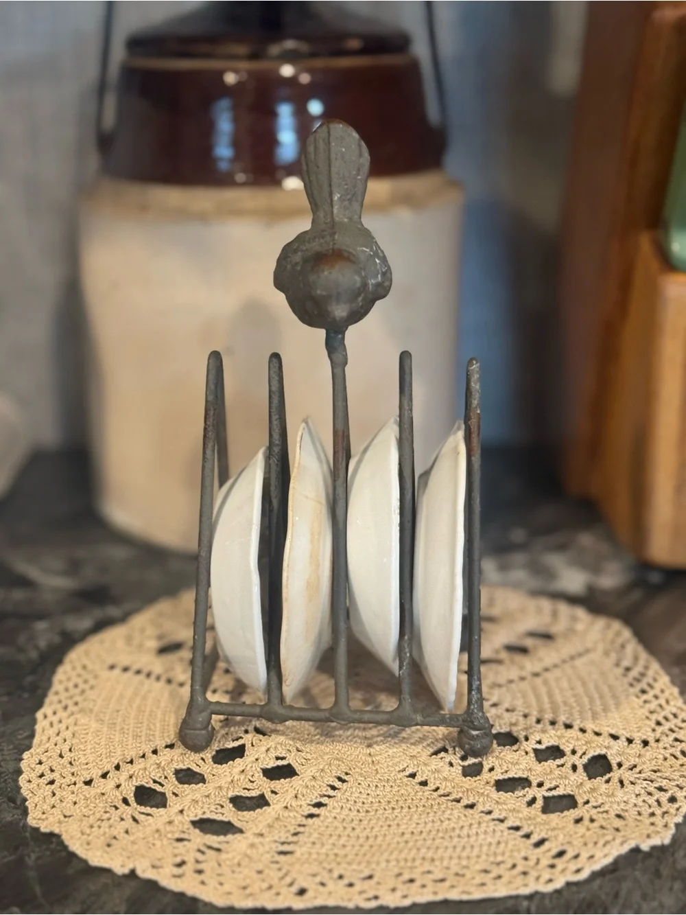Vintage Wrought Iron Bird Butter Pat Holder Primitive Farmhouse Display